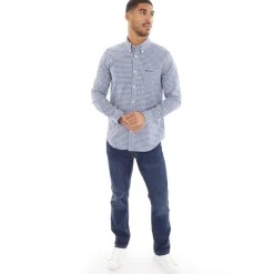 Ben Sherman Herren Gingham Hemd mit langem Arm Blaukariert