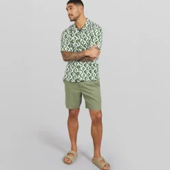 Ben Sherman Herren Kurzarm Carnaby Geo Hemd Forest