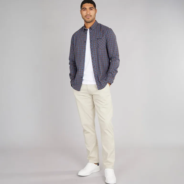 Ben Sherman Herren Langarm Karo Hemd Dark Navy