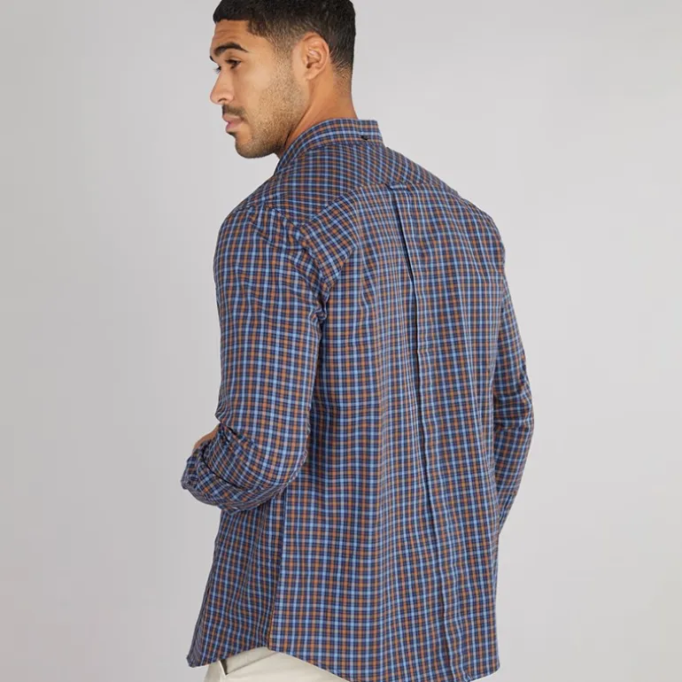 Ben Sherman Herren Langarm Karo Hemd Dark Navy