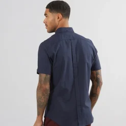 Ben Sherman Herren Oxford Hemd mit kurzem Arm Navy