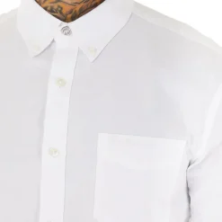 Ben Sherman Herren Oxford Hemd mit langem Arm Weiß