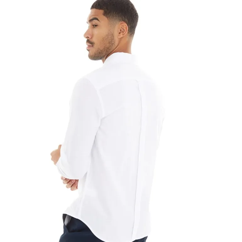 Ben Sherman Herren Oxford Hemd mit langem Arm Weiß