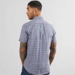 Ben Sherman Herren Oxford Hemd mit kurzem Arm Blau