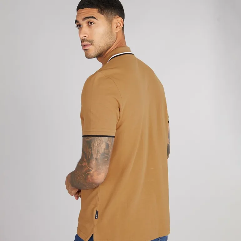 Ben Sherman Herren Polo mit doppeltem Streifen Light Brown