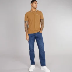 Ben Sherman Herren Polo mit doppeltem Streifen Light Brown