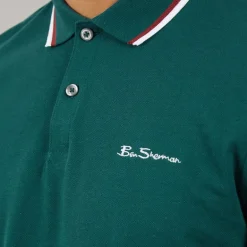 Ben Sherman Herren Polo Shirt mit Doppelstreifen Jade