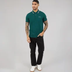 Ben Sherman Herren Polo Shirt mit Doppelstreifen Jade