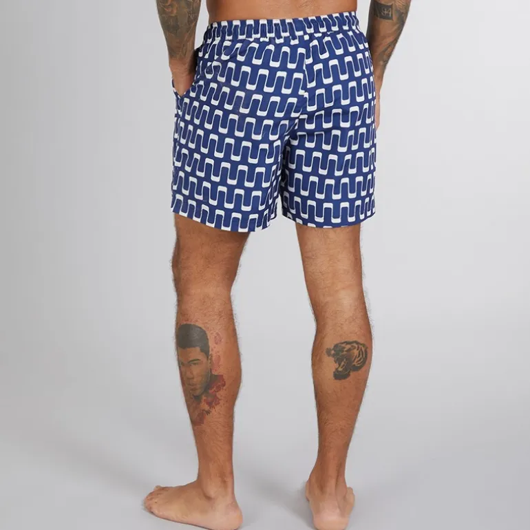 Ben Sherman Herren Resort Geo Badeshorts Navy