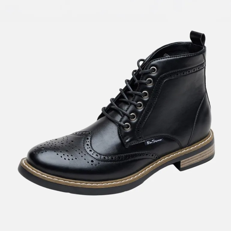 Ben Sherman Herren Templeton Brogue Stiefel Schwarz