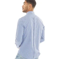 Ben Sherman Herren Three Gingham Hemd mit langem Arm Blau