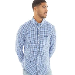Ben Sherman Herren Three Gingham Hemd mit langem Arm Blau