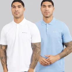 Ben Sherman Herren Zweierpack schlichte Poloshirts Weiß/Gletscher Glacier/Weiß