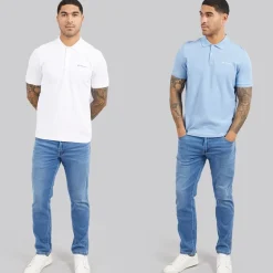 Ben Sherman Herren Zweierpack schlichte Poloshirts Weiß/Gletscher Glacier/Weiß
