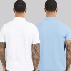 Ben Sherman Herren Zweierpack schlichte Poloshirts Weiß/Gletscher Glacier/Weiß