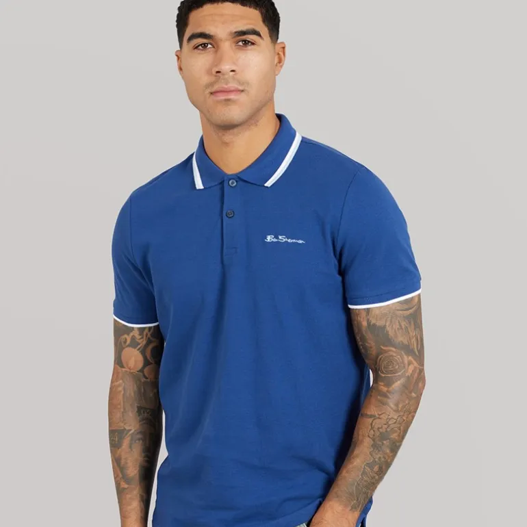 Ben Sherman Herren Zweifach Gekipptes Poloshirt Royal Blue