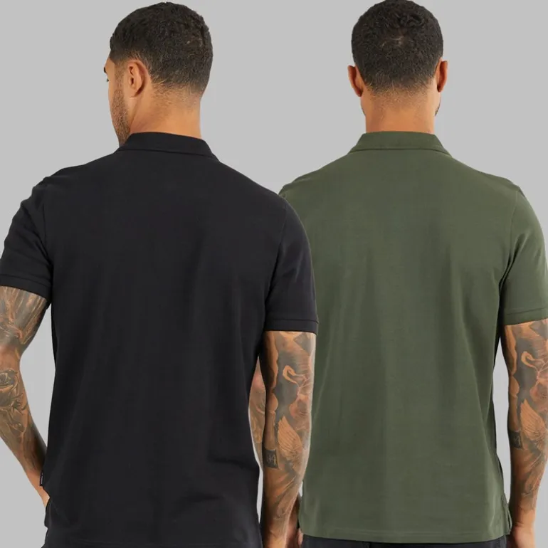 Ben Sherman Herren Zwei Pack Einfache Poloshirts Schwarz/Khaki