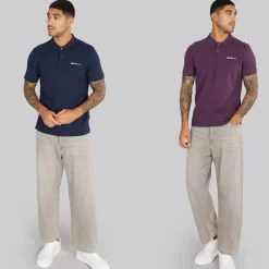 Ben Sherman Herren Zwei Pack Einfache Poloshirts Plum/Dark Navy