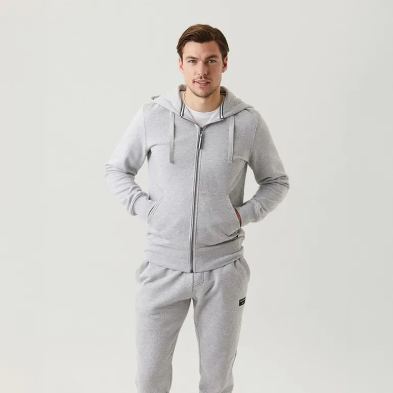 BJORN BORG Herren Hoodie mit zentralem Reissverschluss Hellgrau Melange