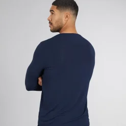 BOSS Herren Langarm Schlafanzug Oberteil Dark Blue
