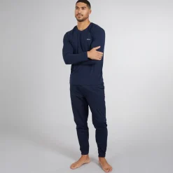 BOSS Herren Langarm Schlafanzug Oberteil Dark Blue