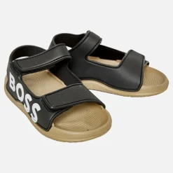 BOSS Junge Logo Klettverschluss Sandalen Schwarz