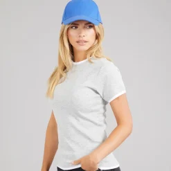 Brave Soul Damen Athena Doppel Lagen T Shirt Silver Grey Marl/Weiss