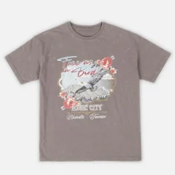 Brave Soul Damen Bird Acid Wash T Shirt Grey Acid Wash