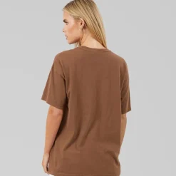 Brave Soul Damen Brooklyn T-Shirt Brown Acid Wash