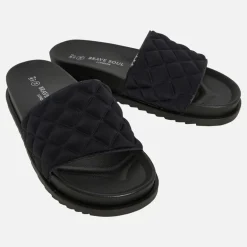 Brave Soul Damen Mae Slider Sandalen Schwarz