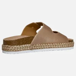 Brave Soul Damen Pantha 2 Doppelte Schnalle Plateau Sandalen Rose Gold Metallic