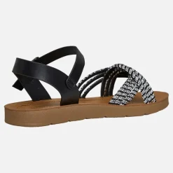 Brave Soul Damen Stevie Sandalen mit Knöchelriemen Schwarz/Weiß