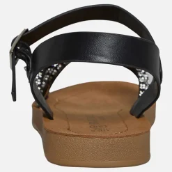 Brave Soul Damen Stevie Sandalen mit Knöchelriemen Schwarz/Weiß