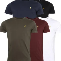 Brave Soul 5er Pack T-Shirts Herren Schwarz/Weiß/Marineblau/Khaki/Burgund