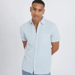 Brave Soul Herren Gilles Hemd mit kurzem Arm Hellblau