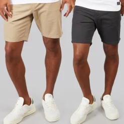 Brave Soul Herren Hansen Chino Shorts Zwei Pack Dunkles Marine/Stein