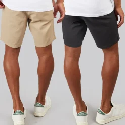 Brave Soul Herren Hansen Chino Shorts Zwei Pack Dunkles Marine/Stein