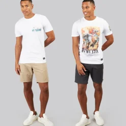 Brave Soul Herren Hansen Chino Shorts Zwei Pack Dunkles Marine/Stein
