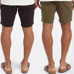 Brave Soul Herren Hansen Chino Shorts Zwei Pack Schwarz/Khaki