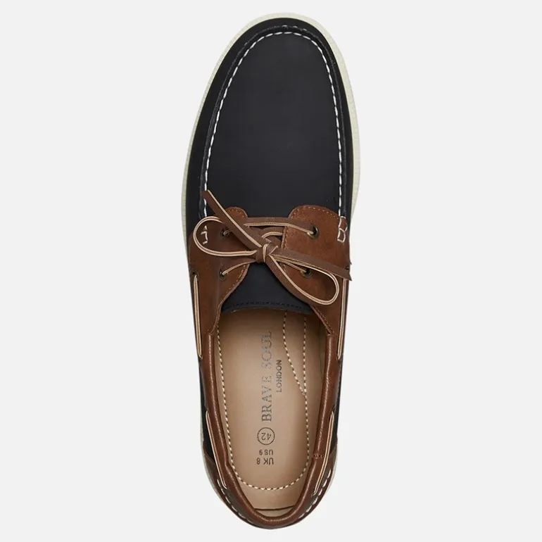 Brave Soul Herren Kabinen Deck Schuhe Navy/Tan