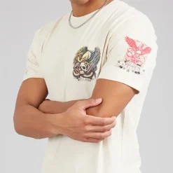 Brave Soul Herren Kruger T Shirt Plaster/Multi Colour Print