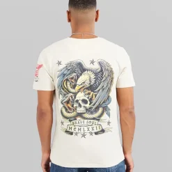 Brave Soul Herren Kruger T Shirt Plaster/Multi Colour Print