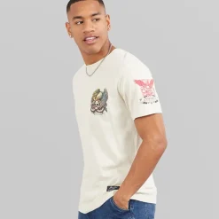 Brave Soul Herren Kruger T Shirt Plaster/Multi Colour Print