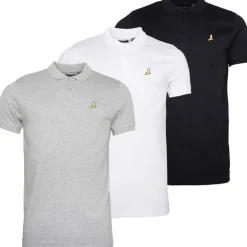 Brave Soul Herren Novek 3er Pack Poloshirts Schwarz/Weiß/Grau
