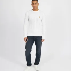 Brave Soul Herren Pullover Rundhals Vintage Weiß