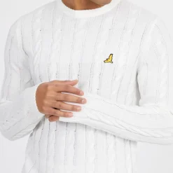 Brave Soul Herren Pullover Rundhals Vintage Weiß