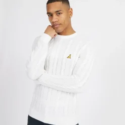 Brave Soul Herren Pullover Rundhals Vintage Weiß