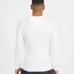 Brave Soul Herren Pullover Rundhals Vintage Weiß