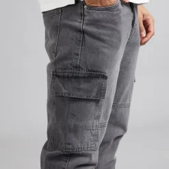 Brave Soul Herren Station Loose Fit Cargo Jeans Grau