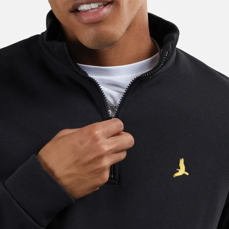 Brave Soul Herren Stilgar Zweierpack 1/4 Zip Sweatshirts Schwarz / Grau